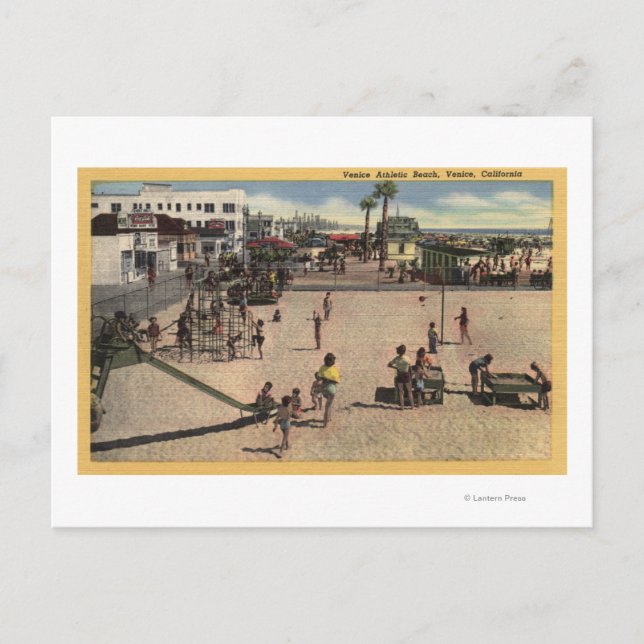 Carte Postale Enfants et mamans à la plage sportive de Venise (Devant)