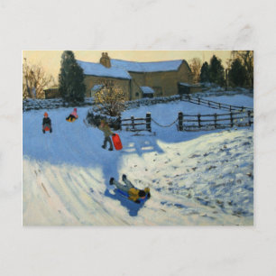 Carte Postale Enfants faisant de la luge Monyash Derbyshire