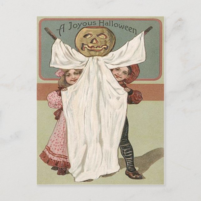 Carte Postale Enfants Fantôme Jack O'Lantern Citrouille (Devant)