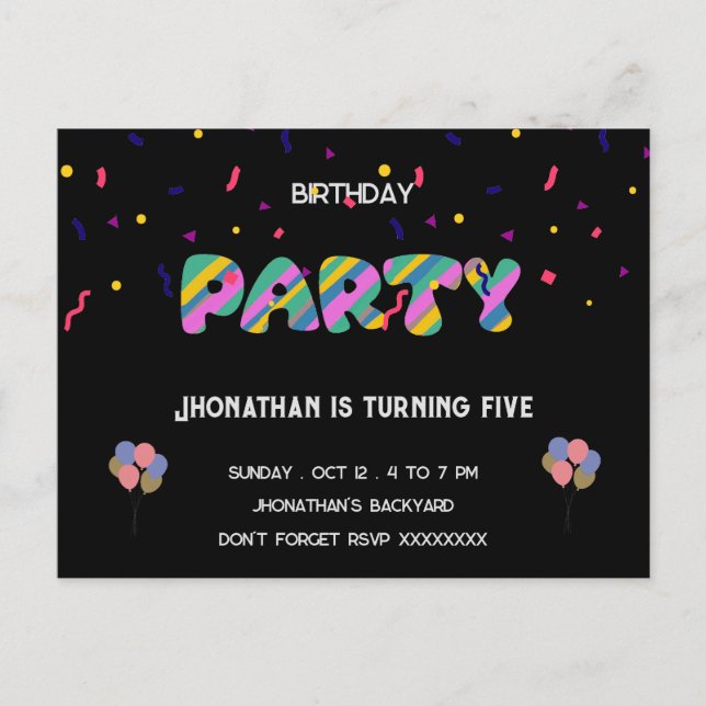 Carte Postale Enfants fête d'anniversaire cool (Devant)