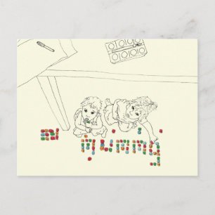 Carte Postale Enfants Funny Mummy Brick Line Dessin d'en haut