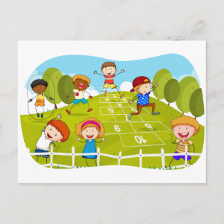 Carte Postale Enfants jouant au scotch dans le parc