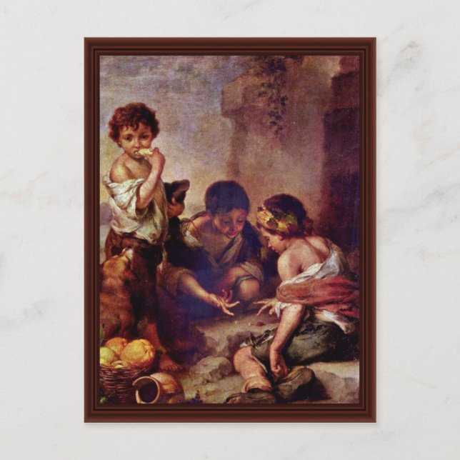 Carte Postale Enfants Jouant aux dés (Devant)