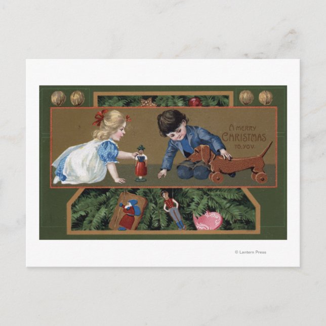 Carte Postale Enfants jouant avec des jouets (Devant)