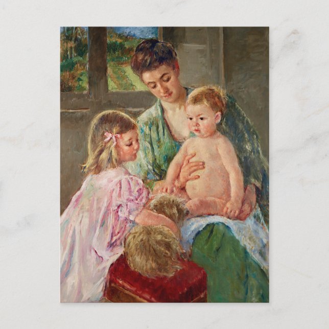 Carte Postale Enfants jouant avec un chien par Mary Cassatt (Devant)