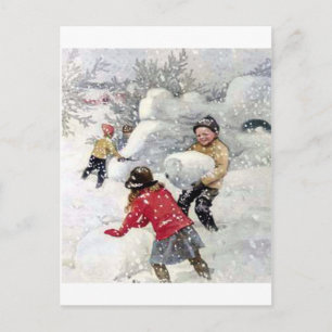 Carte Postale enfants jouant dans la neige