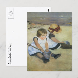 Carte Postale Enfants jouant sur la plage par Mary Cassatt