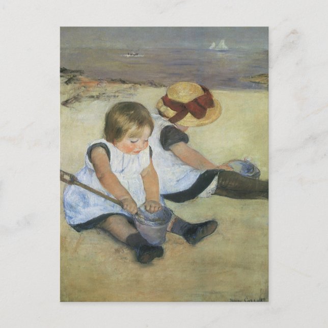 Carte Postale Enfants jouant sur la plage par Mary Cassatt (Devant)