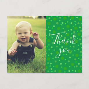 Carte Postale Enfants Merci Vert Polka