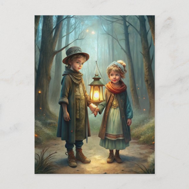 Carte Postale Enfants mignons en hiver (Devant)