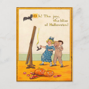 Carte Postale Enfants Mignons Farce Citrouille