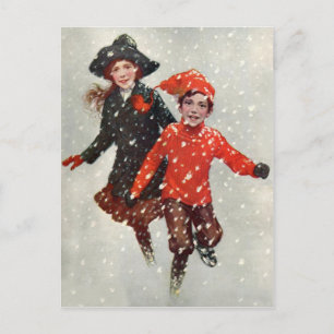 Carte Postale Enfants Mignons Jouant Dans La Neige