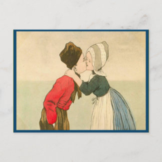 Carte Postale Enfants néerlandais vintages s'embrasser