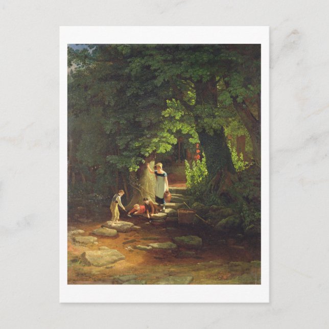 Carte Postale Enfants par a Brook, c.1822 (huile sur panneau) (Devant)