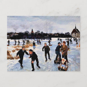 Carte Postale Enfants patinage en dehors de faborg