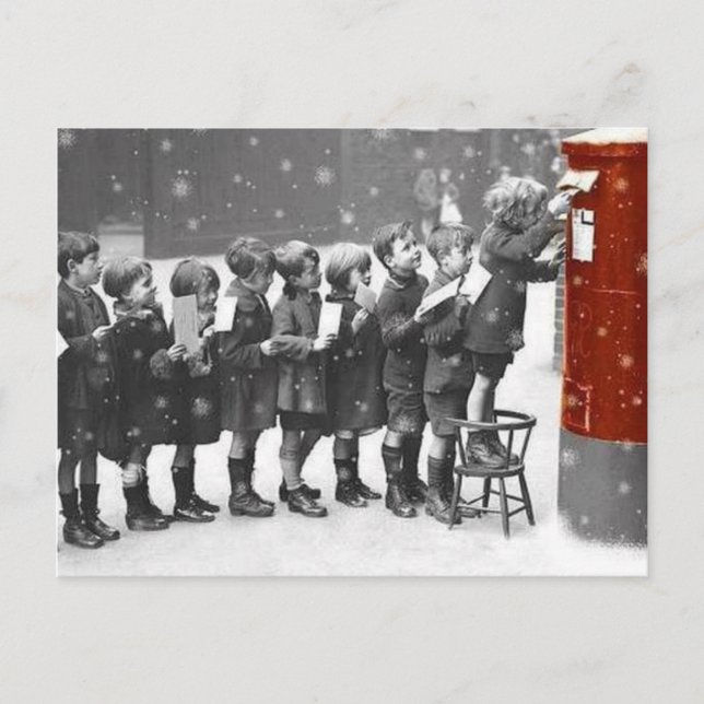 Carte Postale Enfants postant leur lettre (Devant)