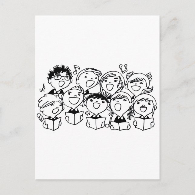 Carte Postale Enfants qui chantent avec joie (Devant)