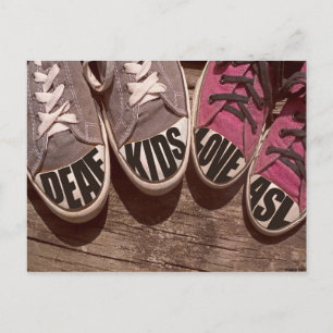 Carte Postale Enfants Sourds Aimer ASL