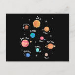 Carte Postale Enfants Système solaire Planètes Connaissances Esp<br><div class="desc">Apprenez tout sur le système solaire avec ce design amusant. Voir toutes les planètes. Terre,  Neptune,  Mars,  Uranus,  Saturne,  Mercure,  Jupiter,  Vénus et plus encore la planète mineure Pluton,  avec le Soleil.</div>