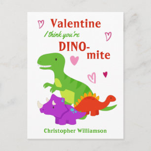Carte Postale Enfants Valentines Day Dino-mite Dinosaur