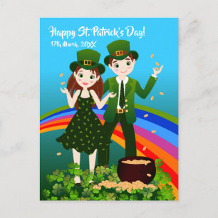 Carte Postale Enfants vêtus de tenues de la Saint Patrick