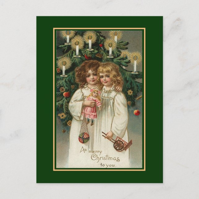 Carte Postale Enfants victoriens de Noël Vintage (Devant)
