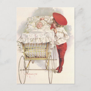 Carte Postale Enfants victoriens vintages, Enfant et bébé en Pra