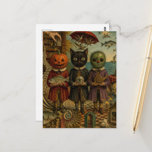 Carte Postale Enfants vintage dans des masques d'Halloween effra