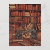 Enfants vintage lisant dans la bibliothèque amateu