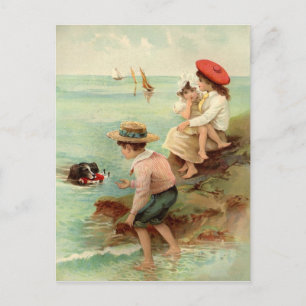 Carte Postale Enfants vintages À La Plage