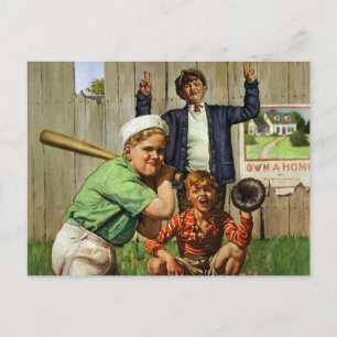 Carte Postale Enfants vintages Garçons Sports Jeu de joueur de b