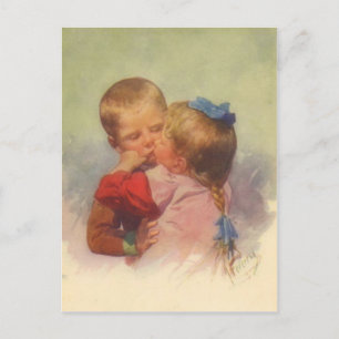 Carte Postale Enfants vintages Kissing Art, Karl Feiertag 1910