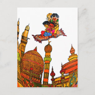 Carte Postale Enfants volant sur tapis magique sur minarets (w)