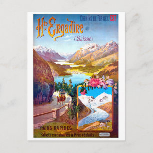 Carte Postale Engadin, Suisse, route paysagère et de montagne