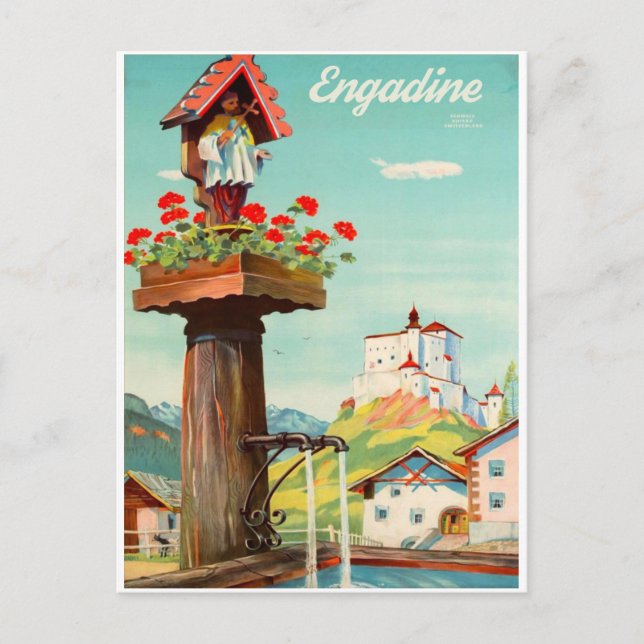 Carte Postale Engadine, City Spring, Switzerland (Devant)