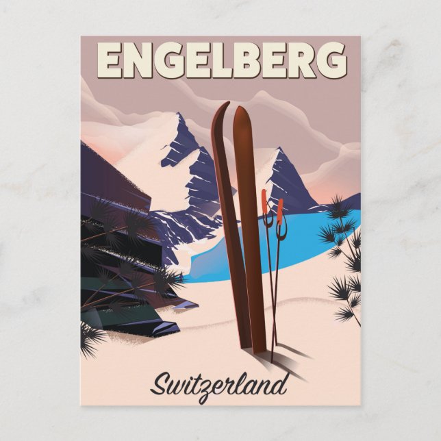 Carte Postale Engelberg Suisse poster de voyage ski (Devant)