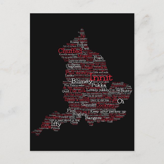 Carte postale England Slang British Word Art Map (Devant)