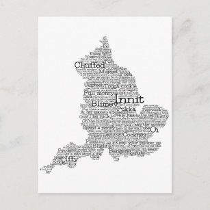 Carte postale England Slang British Word Art Map