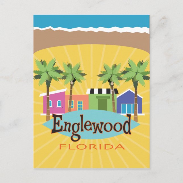 Carte Postale Englewood, Floride style rétro d'inspiration vinta (Devant)