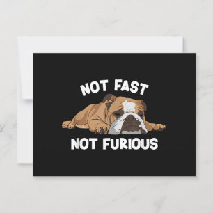 Carte Postale English Bulldog Sleeping Not Fast Not Furious Funn