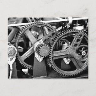 CARTE POSTALE ENGRENAGES EN NOIR & BLANC