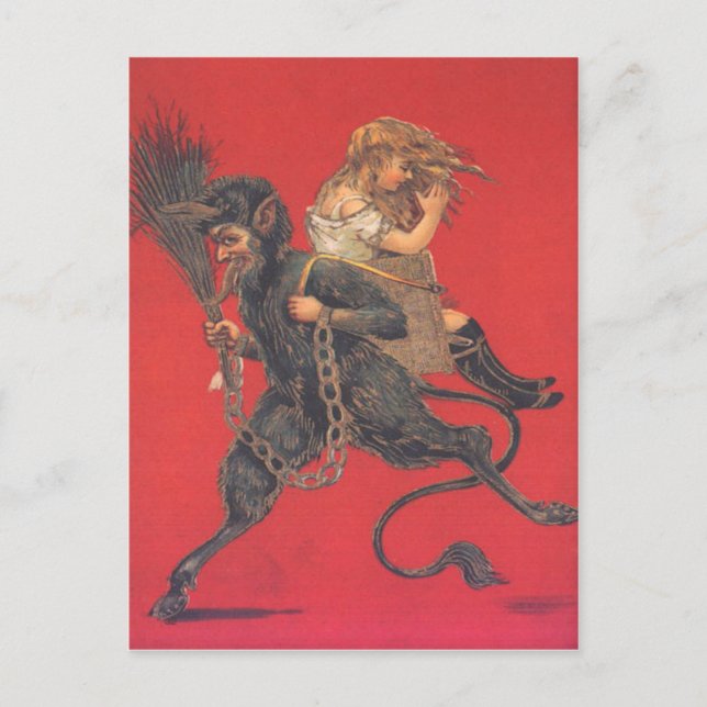 Carte Postale Enlèvement de fille par Krampus (Devant)