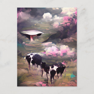 Carte Postale Enlèvement de vaches UFO