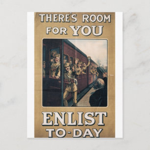 Carte Postale "Enlist" Old U.S. Military Poster, environ 1915