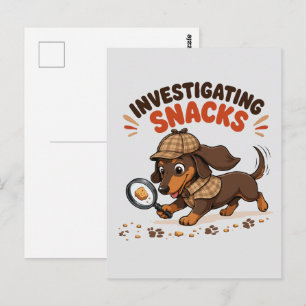 Carte Postale Enquête sur les friandises Mignon teckel amateur d