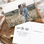 Carte Postale Enregistrer la date Boho minimaliste photo moderne<br><div class="desc">Capturez l'essence de votre histoire d'amour avec notre carte postale minimaliste Save the Date Boho Photo Modern. Cette carte postale allie minimalisme contemporain et charme bohème, ce qui en fait le choix idéal pour annoncer votre prochain mariage. Avec votre photo de fiançailles, cette carte postale devient un souvenir tangible que...</div>