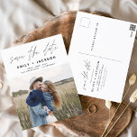 Carte Postale Enregistrer la date Boho minimaliste photo moderne<br><div class="desc">Capturez l'essence de votre histoire d'amour avec notre carte postale minimaliste Save the Date Boho Photo Modern. Cette carte postale allie minimalisme contemporain et charme bohème, ce qui en fait le choix idéal pour annoncer votre prochain mariage. Avec votre photo de fiançailles, cette carte postale devient un souvenir tangible que...</div>