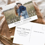 Carte Postale Enregistrer la date Boho minimaliste photo moderne<br><div class="desc">Capturez l'essence de votre histoire d'amour avec notre carte postale minimaliste Save the Date Boho Photo Modern. Cette carte postale allie minimalisme contemporain et charme bohème, ce qui en fait le choix idéal pour annoncer votre prochain mariage. Avec votre photo de fiançailles, cette carte postale devient un souvenir tangible que...</div>