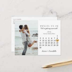Carte Postale Enregistrer la date Calendrier Gold Heart Avril 20