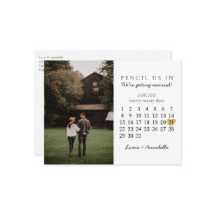 Carte Postale Enregistrer la date Calendrier Gold Heart Jan 2023